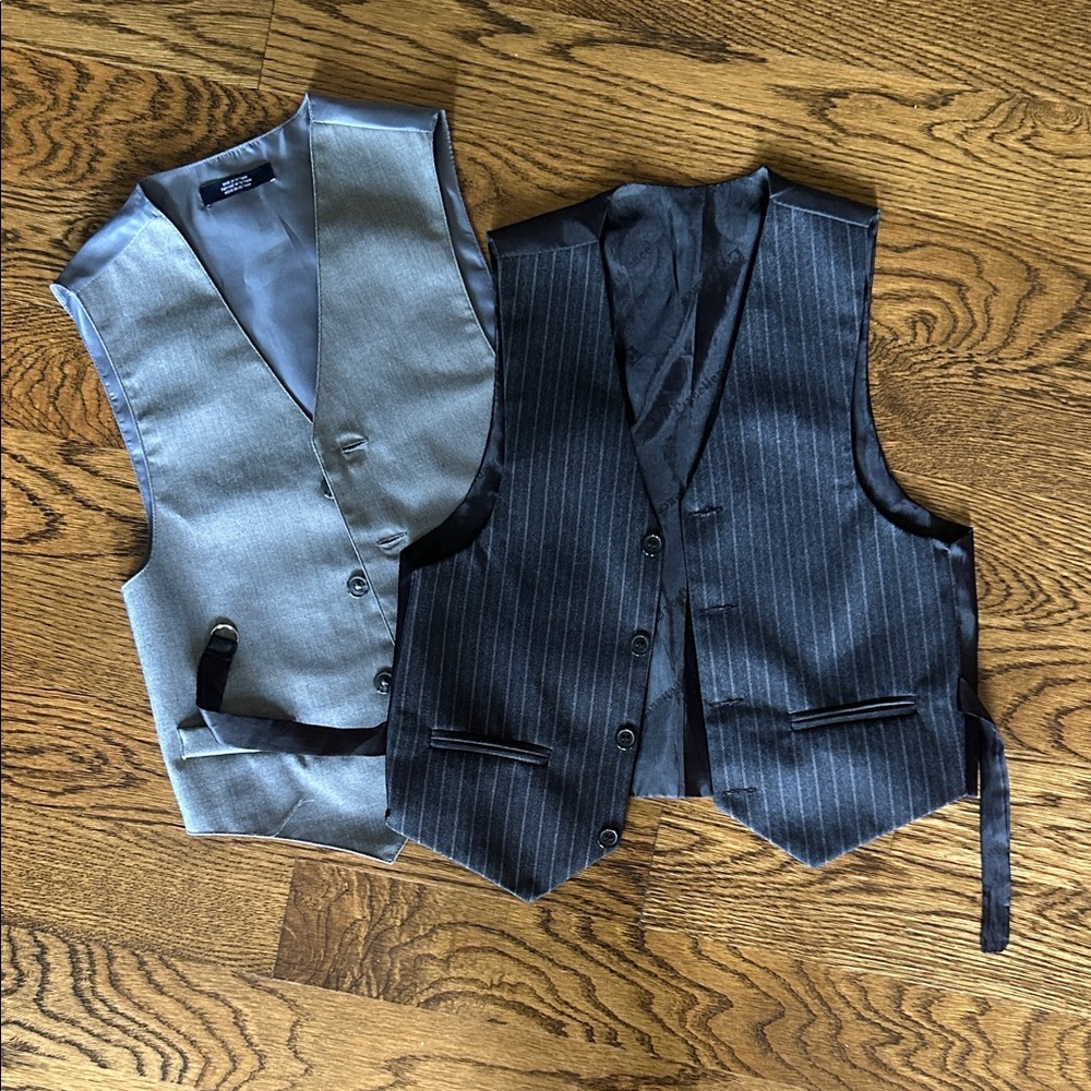 Nautica Kids Gray and Black Striped Vests